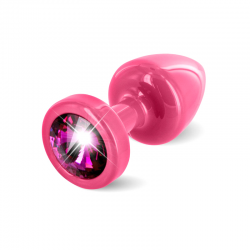 Анальная пробка с малиновым кристалом - Anni Round, цвет: розовый