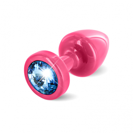 Анальная пробка с синим кристалом -Anni Round, цвет: розовый
