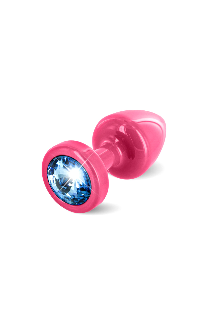 Анальная пробка с синим кристалом -Anni Round, цвет: розовый