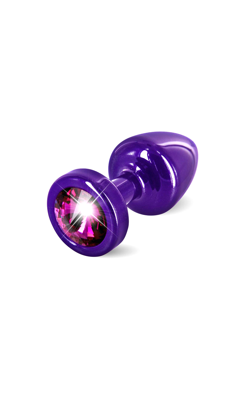 Анальная пробка с малиновым кристалом Anni Round, цвет: темно-фиолетовый