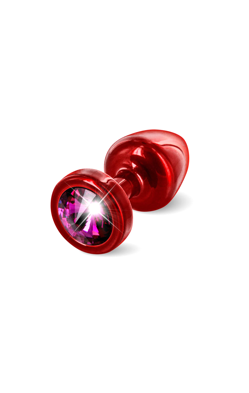 Анальная пробка с малиновым кристалом - Anni Round Red, цвет: бордовый