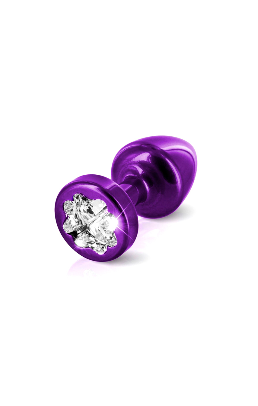 Анальная пробка с кристаллом - Diogol Anni R Clover Purple, цвет: фиолетовый