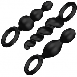 На любой вкус - Набор анальных пробок - Plugs black (set of 3), цвет: черный 