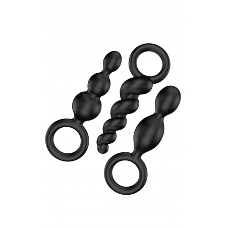 На любой вкус - Набор анальных пробок - Plugs black (set of 3), цвет: черный 