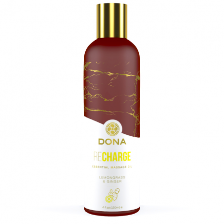  Масло для бодрости -  DONA Recharge - Lemongrass & Ginger Essential Massage Oil 