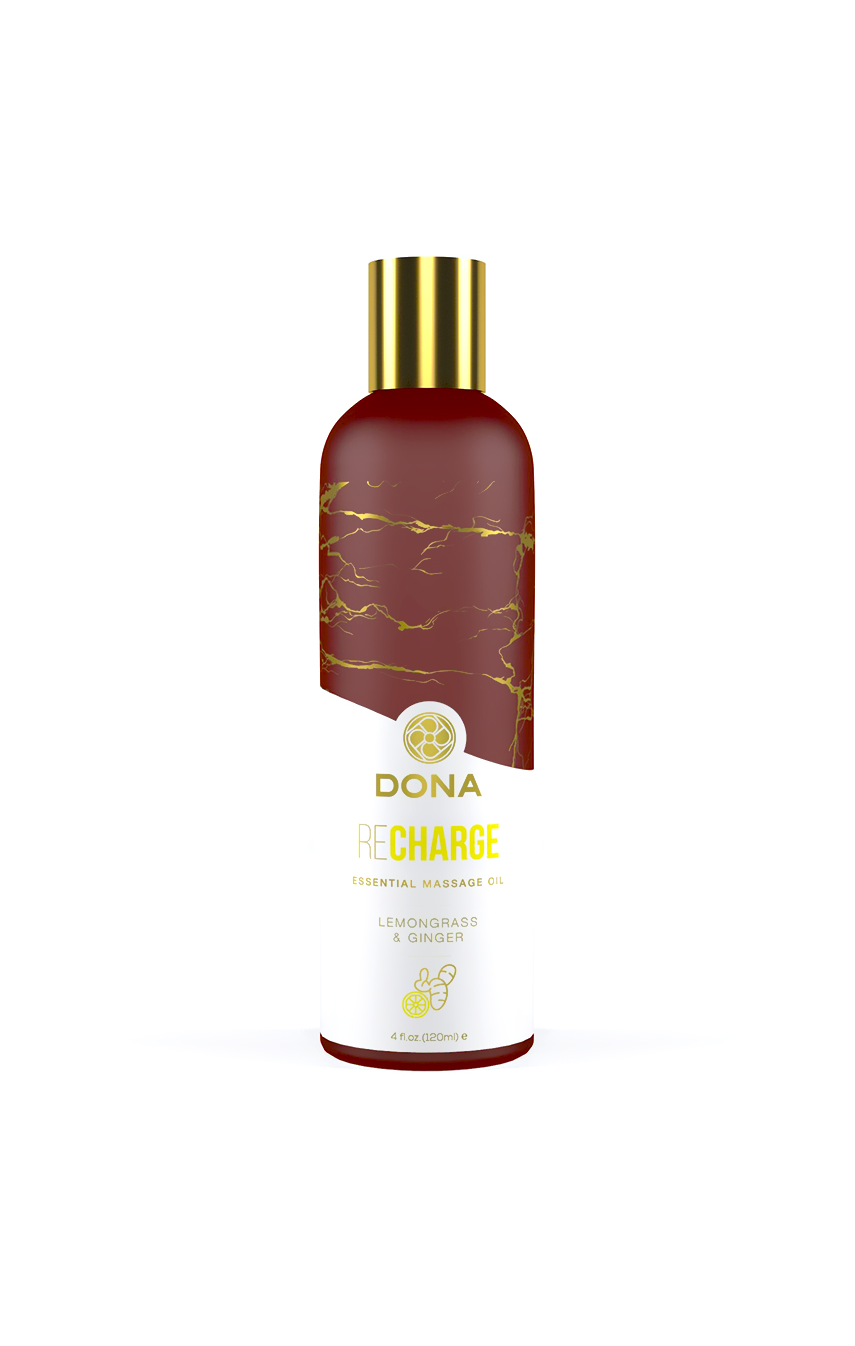  Масло для бодрости -  DONA Recharge - Lemongrass & Ginger Essential Massage Oil 