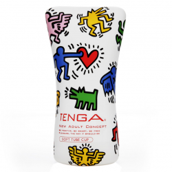 Игрушка со всасывающим эффектом -  Мастурбатор - Tenga Keith Haring Soft Tube Cup, цвет: белый