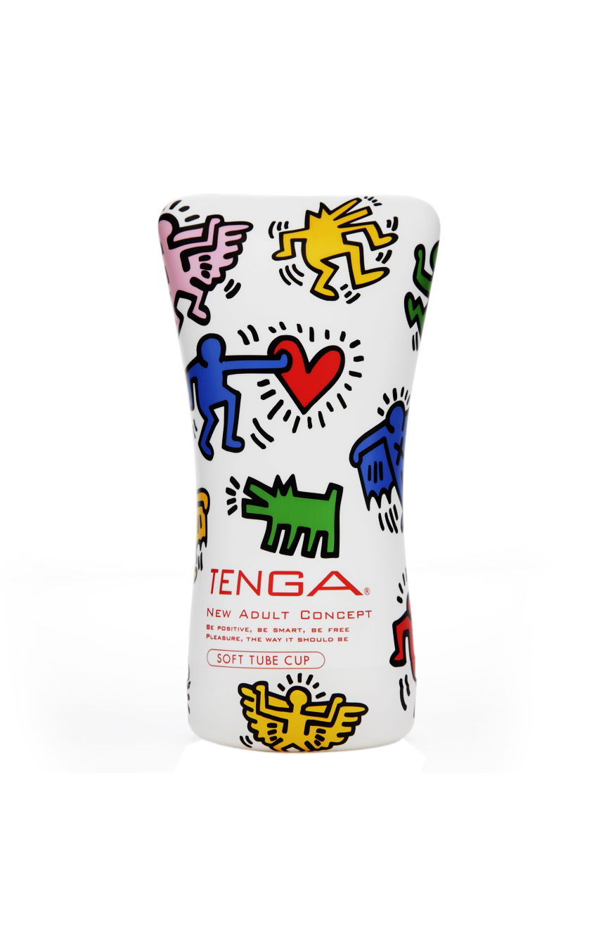 Игрушка со всасывающим эффектом -  Мастурбатор - Tenga Keith Haring Soft Tube Cup, цвет: белый