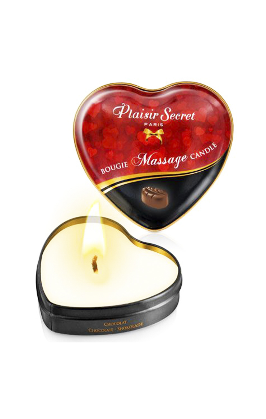 Горячая романтика - Массажная свеча сердечко Plaisirs Secrets Chocolate (35 мл)