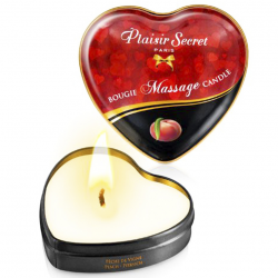 Стильный подарок - Массажная свеча сердечко Plaisirs Secrets Peach (35 мл)