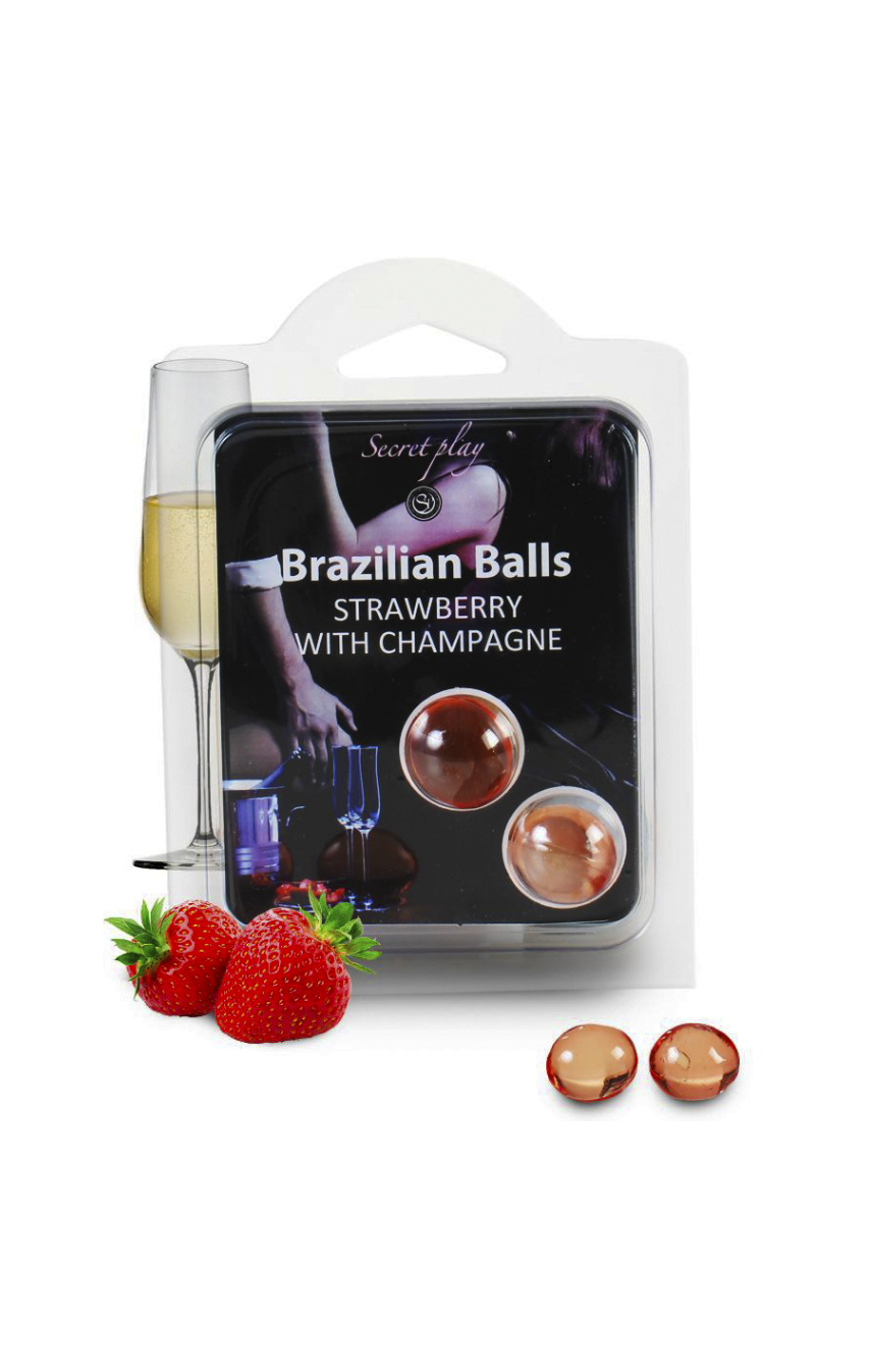 Набор шариков с массажным маслом 2 STRAWBERRY AND SPARKLING WINE BRAZILIAN BALLS SET
