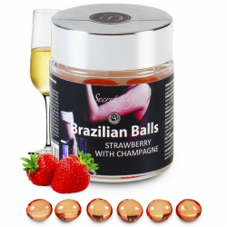 Романтические приключения - Шарики с массажным маслом 6 STRAWBERRY WITH SPARKLING WINE BRAZILIAN BA