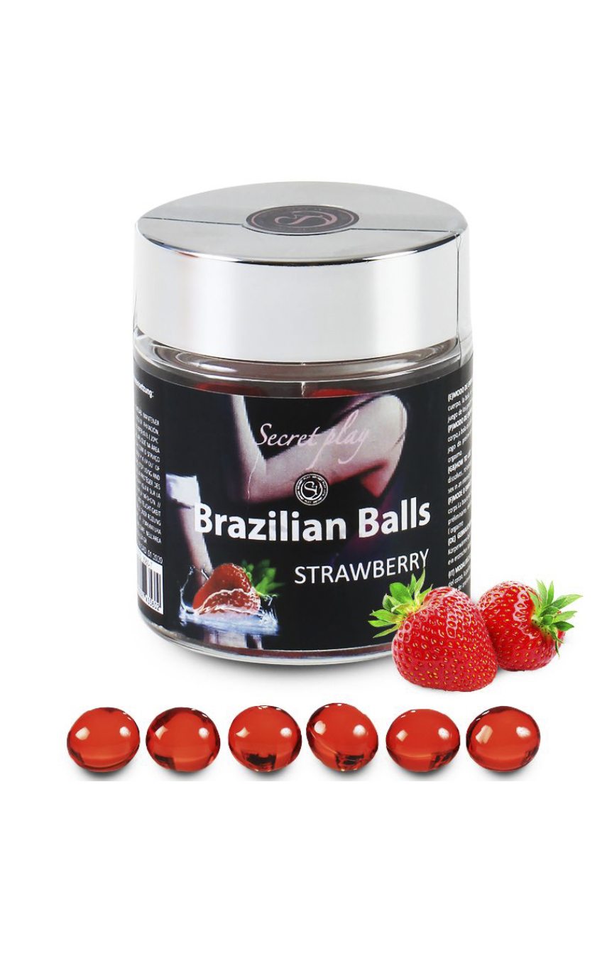 Клубничный интим - Набор бразильских шариков 6 STRAWBERRY BRAZILIAN BALLS JAR.