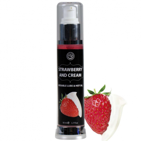 Соблазнительные ласки - Смазка 2 в 1 STRAWBERRY & CREAM HOT EFFECT KISSABLE LUBRICANT, 50 ml