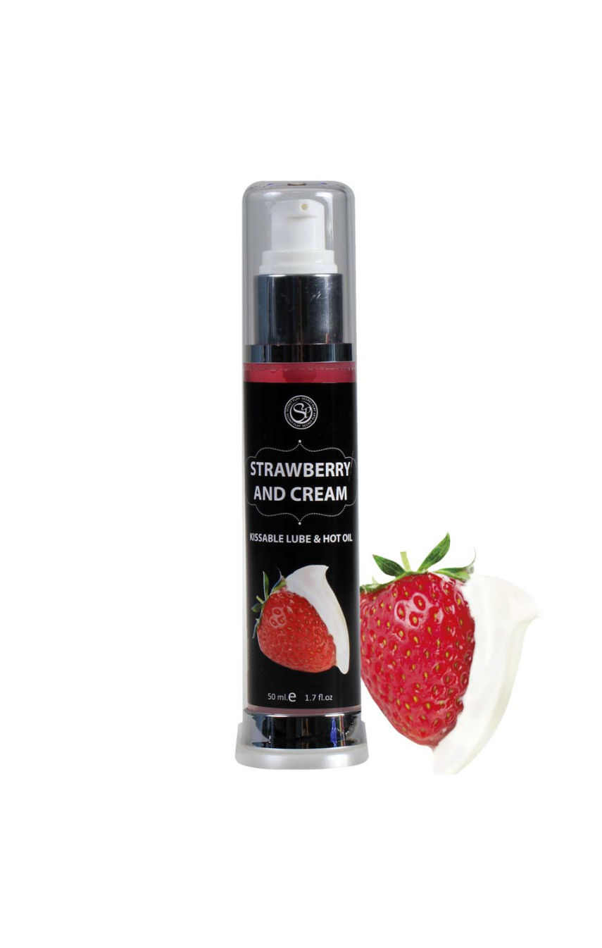 Соблазнительные ласки - Смазка 2 в 1 STRAWBERRY & CREAM HOT EFFECT KISSABLE LUBRICANT, 50 ml