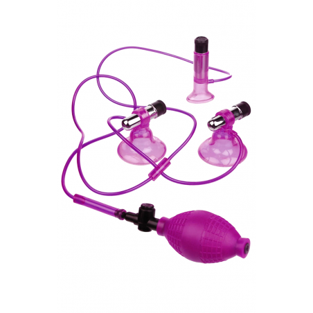 Двойная эйфория - Вибропомпа для сосков и клитора VIBRATING TRIPLE SUPER SUCK-HER, цвет: фиолетовый