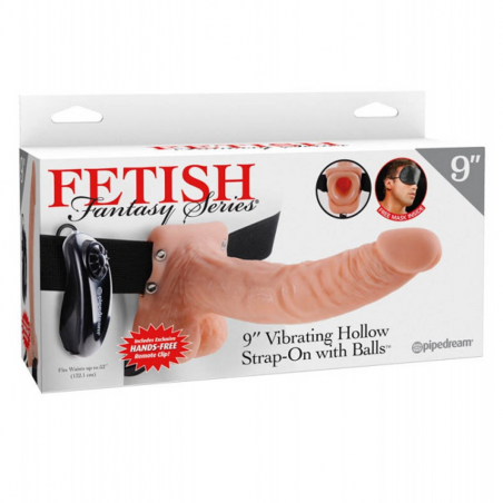 Подарит продолжительную близость - Страпон с вибрацией 9 Vibrating Hollow Strap-On with Balls