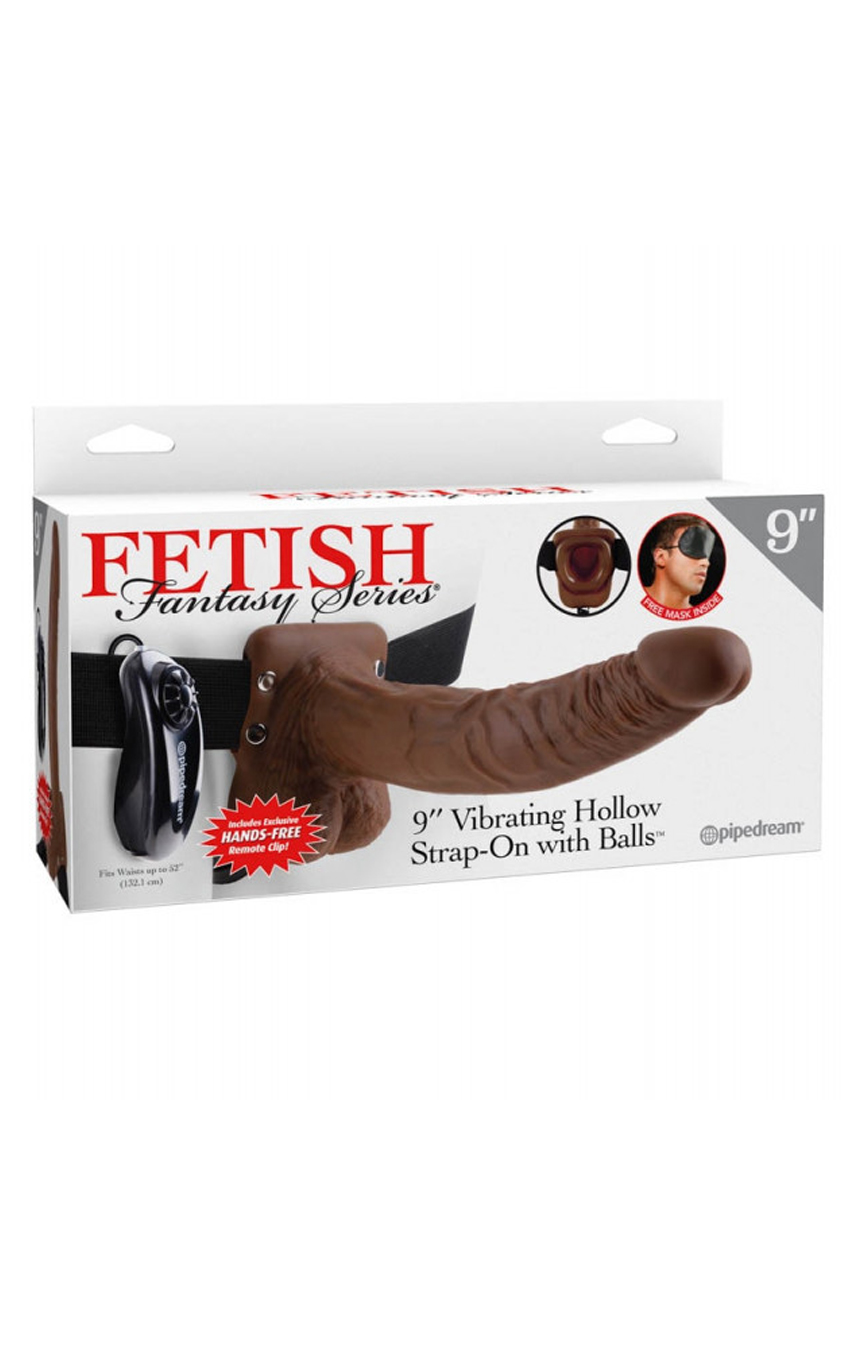 Подарит продолжительную близость - Страпон с вибрацией 9 Vibrating Hollow Strap-On with Balls