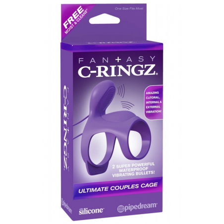 Экстаз для пары - Виброкольцо Fantasy C-Ringz Ultimate Couples Cage, цвет: фиолетовый