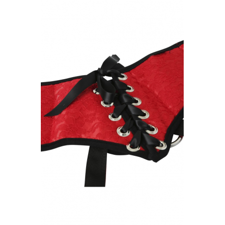 Самые комфортные ласки со страпоном - Трусы для страпона Sportsheets - Plus Red Lace, цвет: красный