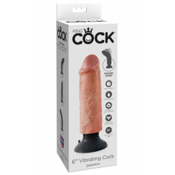 Откроет новые границы удовольствия - Реалистичный вибратор 6" Vibrating Cock, цвет: телесный