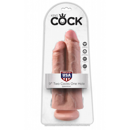 Воплотит любые фантазии - Двойной фаллоимитатор - KKing Cock 9" Two Cocks One Hole