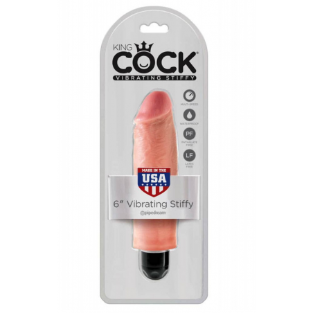 Подарит реалистичные ощущения - Вибратор King Cock 6" Vibrating Stiffy, цвет: телесный