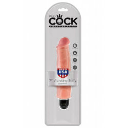 Для любителей ярких ощущений - Вибратор King Cock 7" Vibrating Stiffy, цвет: телесный