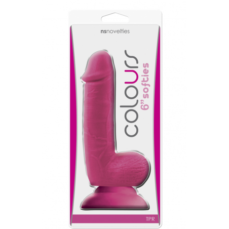 Неутомимый любовник  - Фаллоимитатор - Colours Softies 6 Inch Dildo, цвет: малиновый 