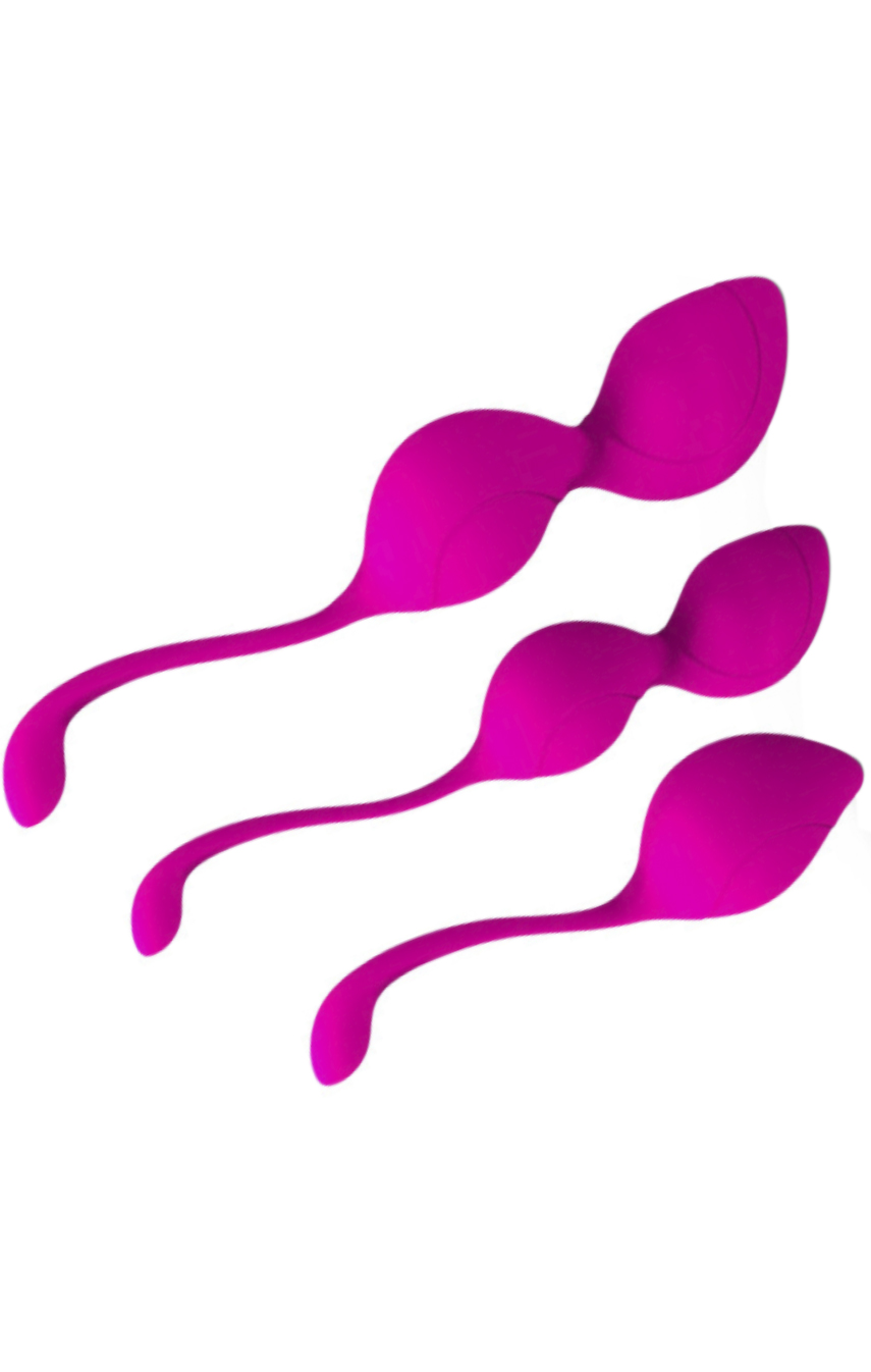 Пленительные изгибы - Набор вагинальных шариков (тренажер), цвет: малиновый