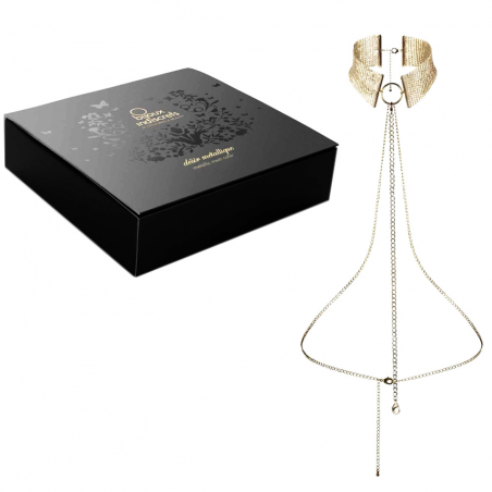 Золотой ошейник - Чокер с цепочкой для тела DESIR METALLIQUE Золотистый металл, Bijoux Indiscrets