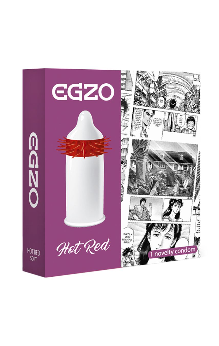 Насадка на член EGZO Hot Red (презерватив с усиками)