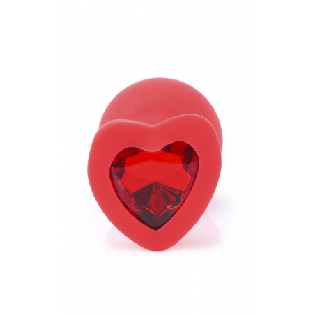 Интимная королева - Анальная пробка с красным кристаллом в форме сердца, S, M, цвет: красный