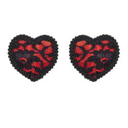 Возбуждающие и оригинальные - Пэстисы в форме сердца с кружевом, цвет: черно-красный