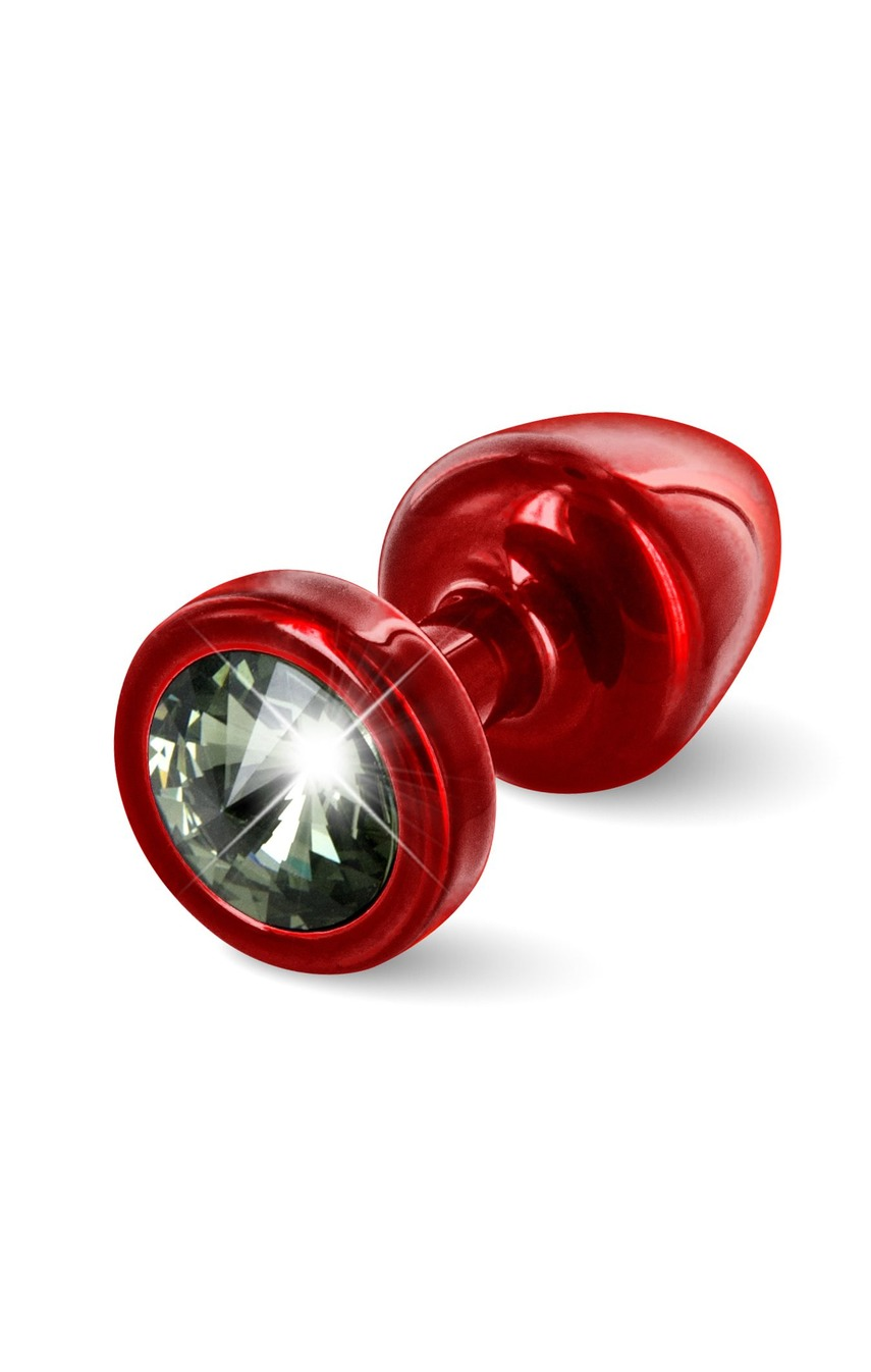 Анальная пробка с черным кристалом - ANNI round Red, цвет: бордовый