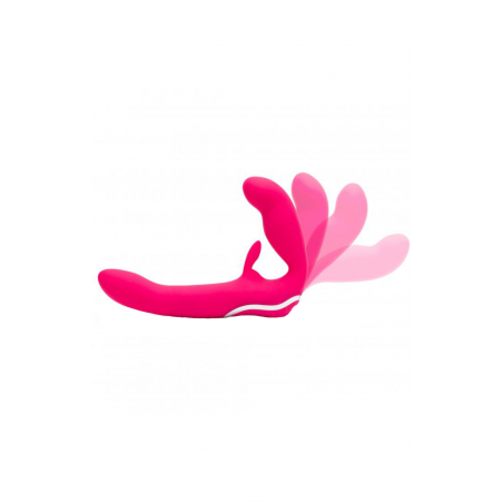Наслаждение для всех - Безремневой двухсторонний страпон - Happy Rabbit, цвет: розовый