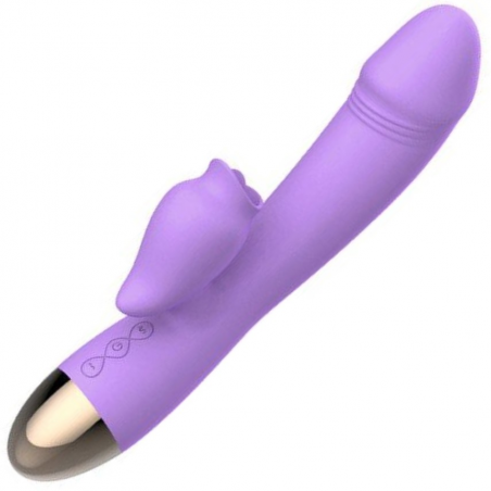 Вибратор-кролик с подогревом и шаловливым язычком для клитора Leten Wonderful, цвет: фиолетовый