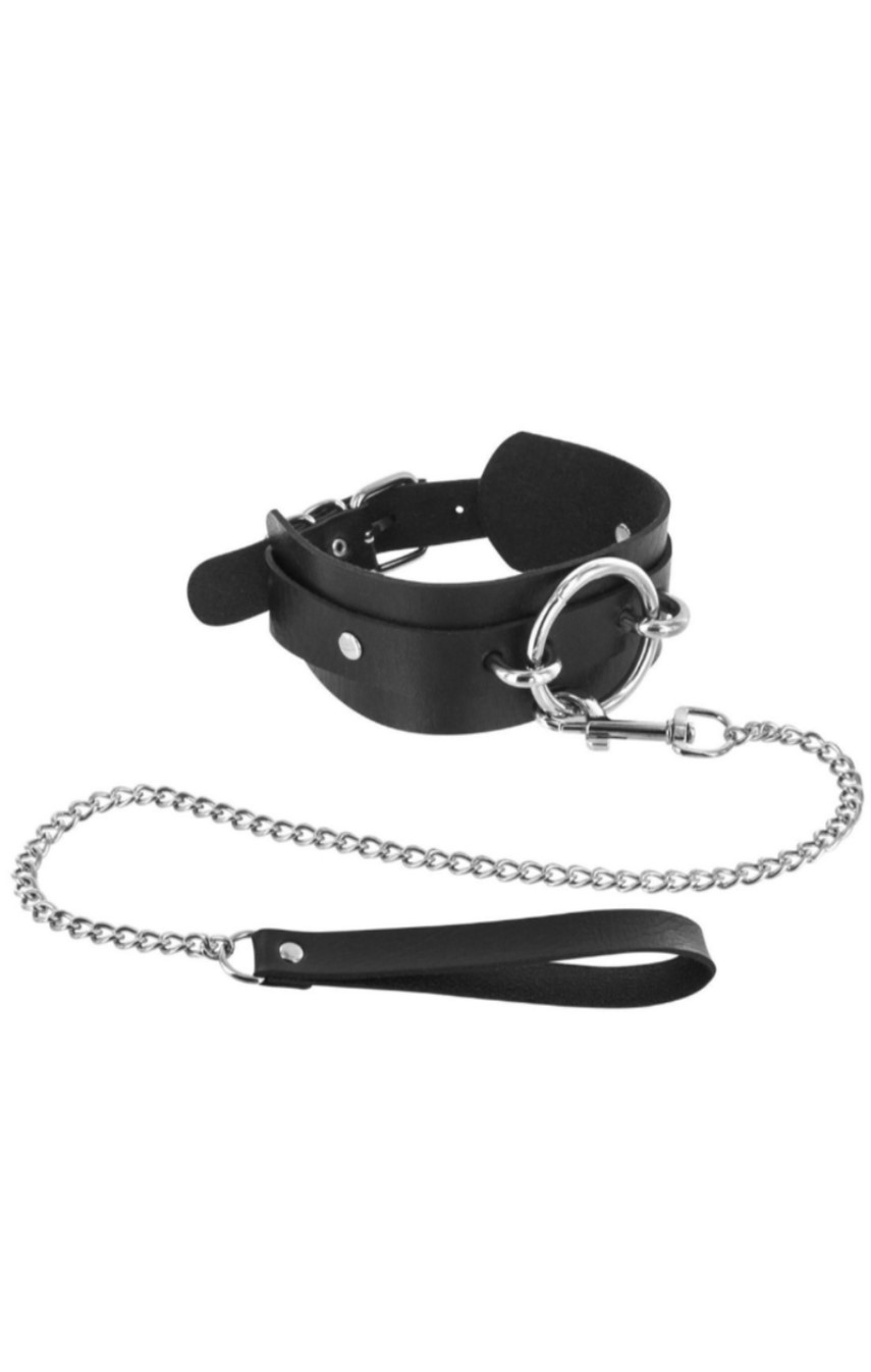 Ошейник с поводком Fetish Tentation Ring and Leash, цвет: черный