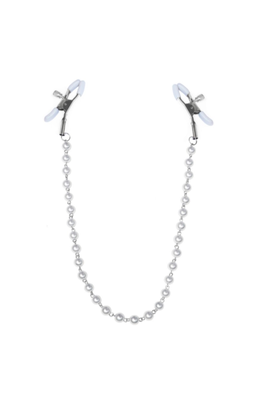 Зажимы для сосков с жемчугом Feral Feelings - Nipple clamps Pearls, цвет: серебристый