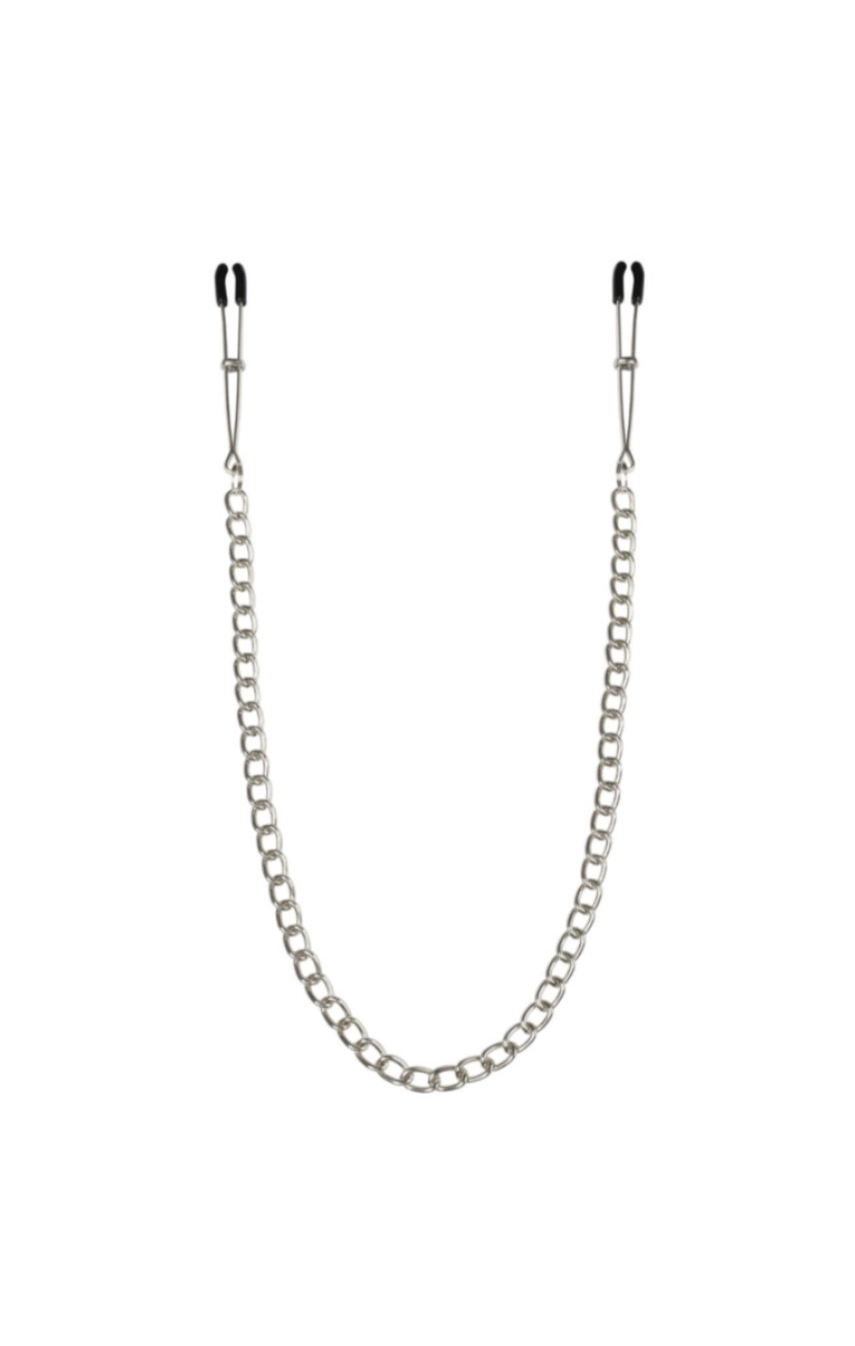 Тонкие зажимы для сосков с цепочкой Feral Feelings - Chain Thin nipple clamps, цвет: серебристый