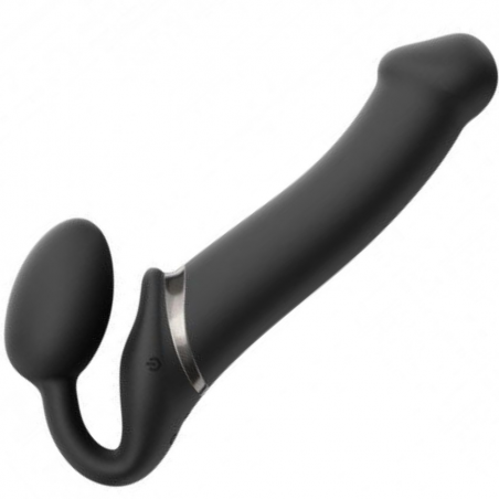 Безремневой страпон с вибрацией Strap-On-Me Vibrating Black L, цвет: черный