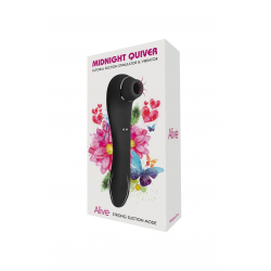 Вибратор и вакуумный стимулятор Alive Midnight Quiver - игрушка 2 в 1, цвет: черный