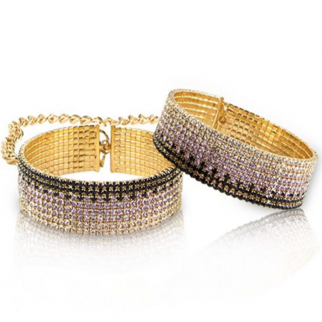 Лакшери наручники-браслеты с кристаллами Rianne S: Diamond Cuffs, цвет: золотистый