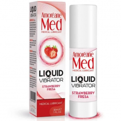Лубрикант с эффектом вибрации Amoreane Med Liquid Vibrator Strawberry (30 мл)
