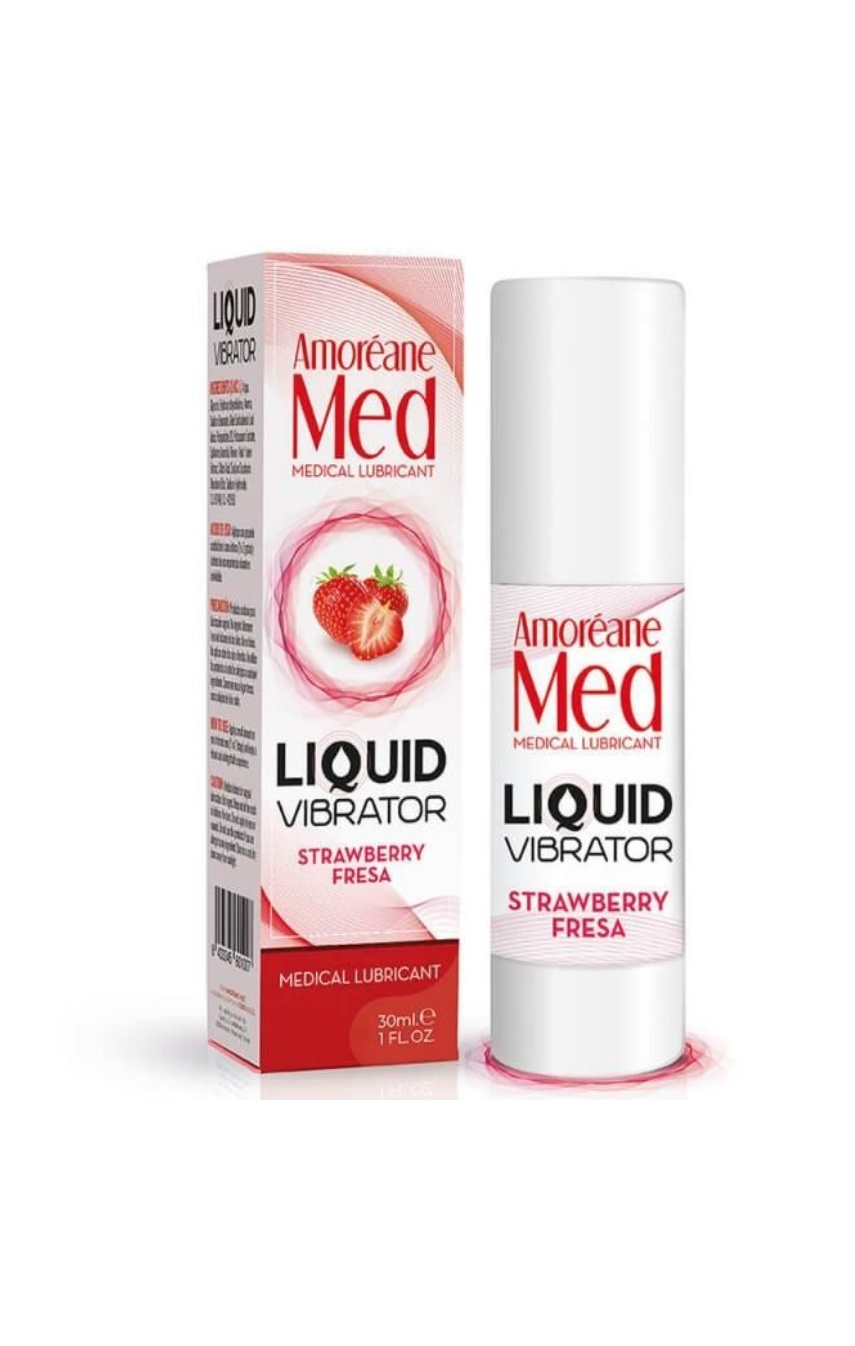 Лубрикант с эффектом вибрации Amoreane Med Liquid Vibrator Strawberry (30 мл)