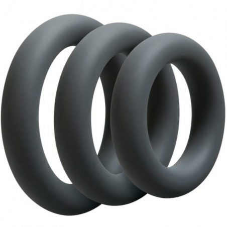 Набор эрекционных колец Doc Johnson OptiMALE 3 C-Ring Set Thick, цвет: серый