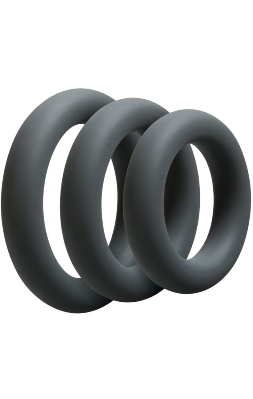 Набор эрекционных колец Doc Johnson OptiMALE 3 C-Ring Set Thick, цвет: серый