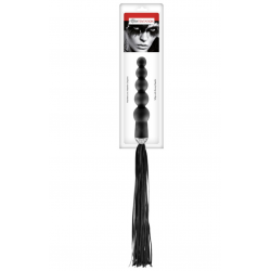 Флоггер с ручкой - анальными бусами Fetish Tentation Whip with Rosary Handle, цвет: черный