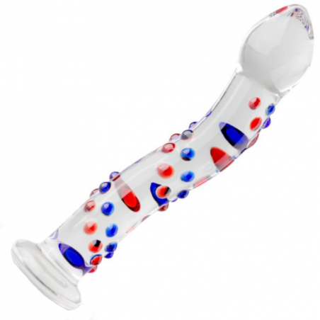 Стеклянный дилдо с изгибами и рисунком Gildo Glass Dildo No. 3