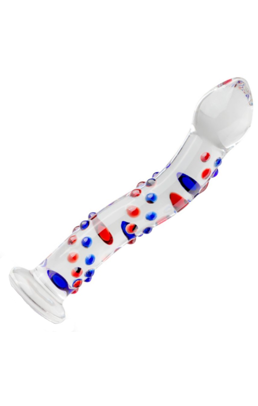 Стеклянный дилдо с изгибами и рисунком Gildo Glass Dildo No. 3